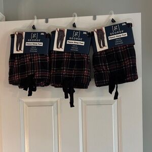 New George Plaid Fleece Sleep Pants - Black and Red- 3 pairs- 1 low price!